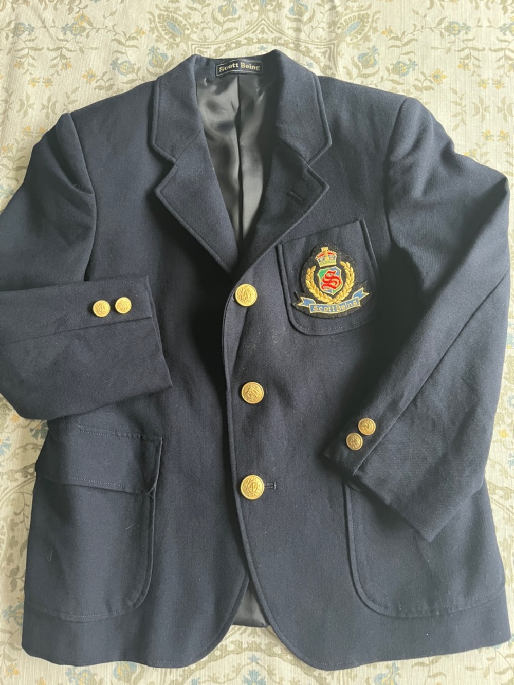 Scott Being 🇯🇵 Japanese Navy Kids Wool Blazer with Crest